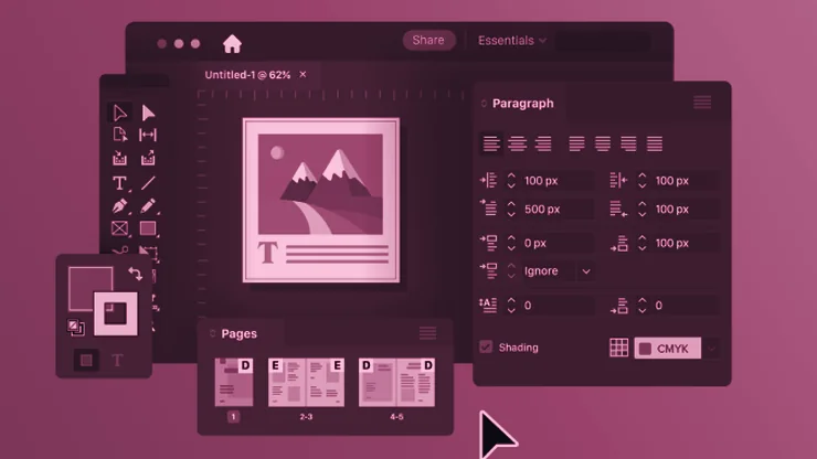 La interfaz de un programa de diseño con una pieza abierta