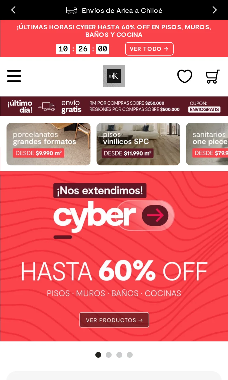 Portada de mk.cl en un teléfono