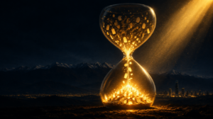 Reloj de arena con chispas doradas frente a los Andes que ilustra cómo el Cyber 2026 se concentra en las últimas horas