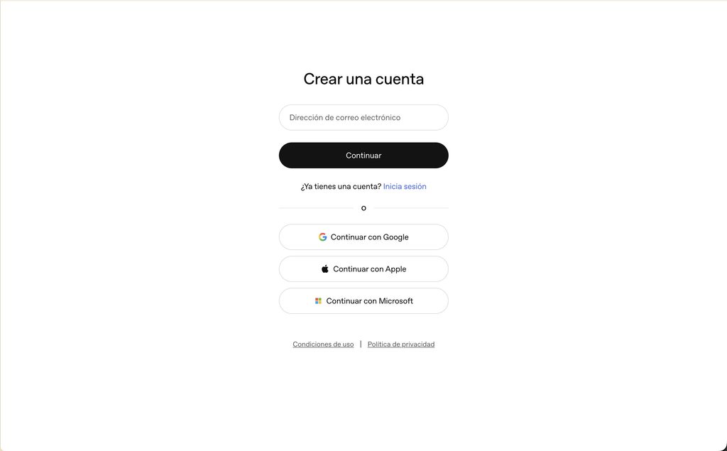Pantalla de creación de la cuenta de OpenAI para acceder a Ads Manager